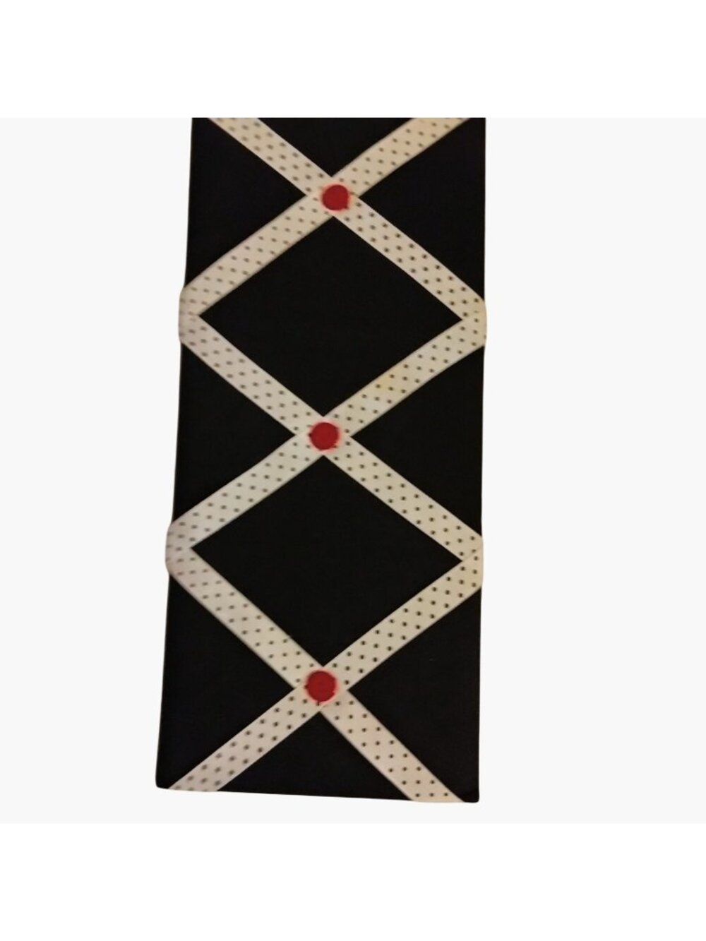Memo Board Black Fabric Polka Dot Criss Cross Ribbon Photos Notes Bulletin